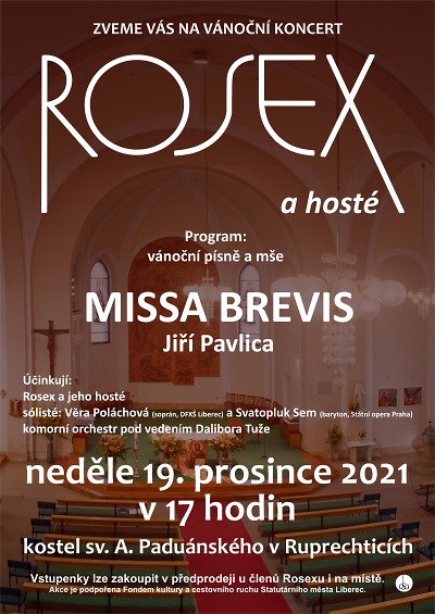 Vánoční koncert pěveckého sboru Rosex se koná v Ruprechticích i letos