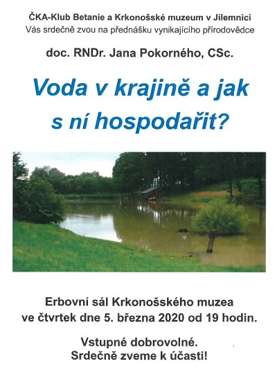 Jan Pokorný bude v Jilemnici vyprávět o vodě v krajině