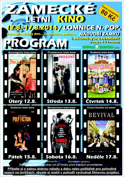 Letní kino Lomnice zve na filmovou klasiku na zámek 