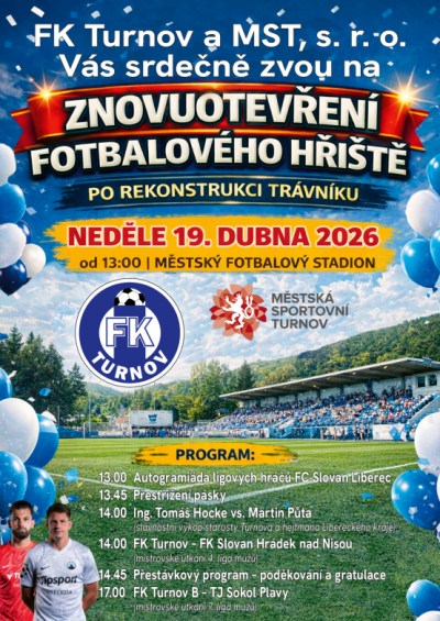 Znovuotevření fotbalového hřiště po rekonstrukci trávníku