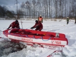 Prověřovací cvičení turnovských hasičů na rybníku Cihlák u Mírové pod Kozákovem
