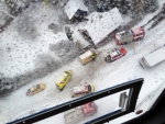 Nehoda dodávky s nákladním autem v Čisté u Horek