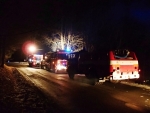 Taktické cvičení hasičů na Jilemnicku, jehož námětem byla nehoda osobního auta s autobusem