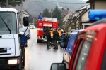 Dopravní nehoda, při které nákladní automobil vyjel v Modřišicích-Podháj mimo silnici a narazil do sloupku s hlavním uzávěrem plynu