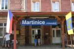 Zastavení legionářského vlaku v železniční stanici Martinice v Krkonoších