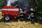 Požár traktoru v Oldřichově v Hájích