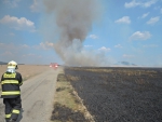 Požár pole s pšenicí v části obce Kamenice (Zákupy)