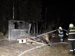 Požár zahradních chatek ve Slané, v části obce Bořkov
