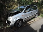 nehoda v Jablonci nad Nisou, při které skončil řidič s autem ve stromě