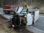 Nehoda nákladního automobilu v obci Těpeře u Železného Brodu
