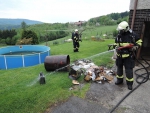 Zásah hasičů při požáru v kotelně rodinného domu v Bitouchově u Semil