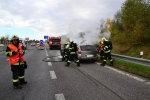 Požár osobního automobilu na silnici I/35 u odbočky na Jeřmanice ve směru z Turnova na Liberec