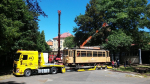 Stěhování historických tramvají v Technickém muzeu Liberec