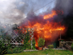 Požár chaty v obci Noviny pod Ralskem