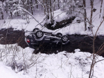 Nehoda ve Vítkovicích, při které auto sjelo do koryta řeky