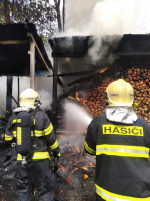 Zásah hasičů u požáru sauny a dřevníku v obci Jestřabí v Krkonoších