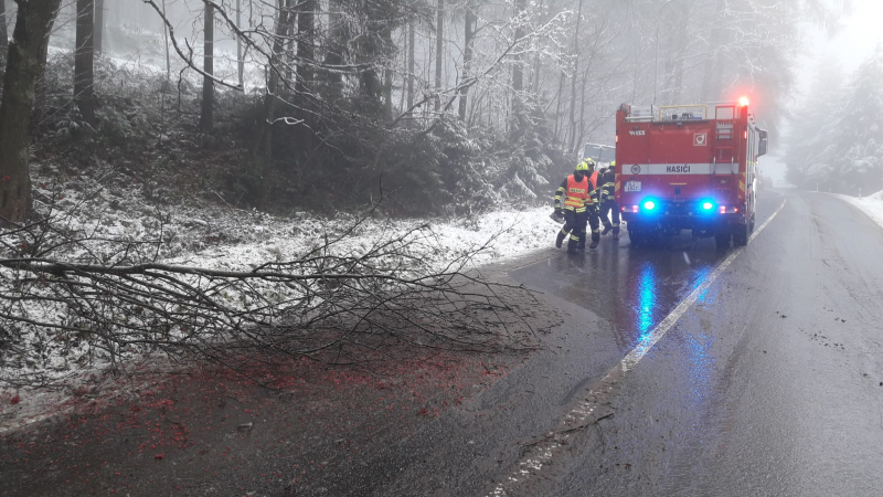 Hasiči odstraňují spadlé stromy v Železném Brodě, Slané i Vratislavicích<br />Autor: HZS Libereckého kraje