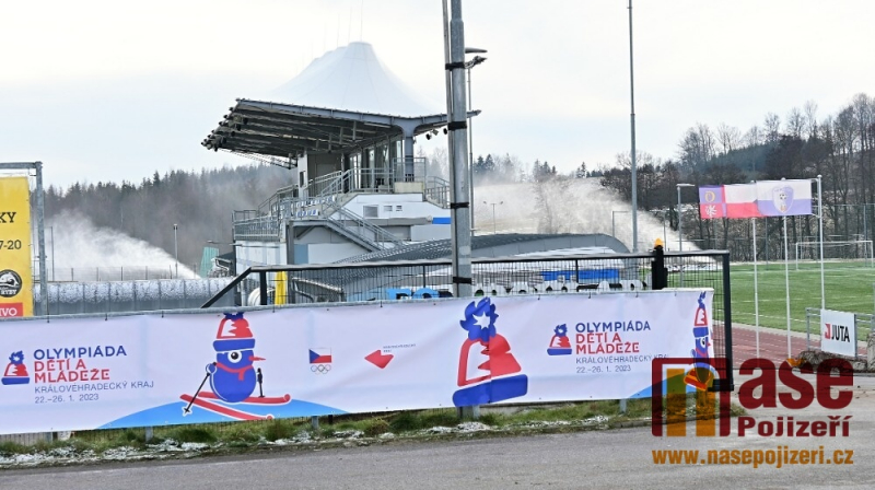 Příprava běžeckých tratí ve Vrchlabí na olympiádu dětí a mládeže