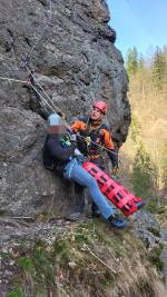 Záchrana na ferratě Vodní brána u Semil